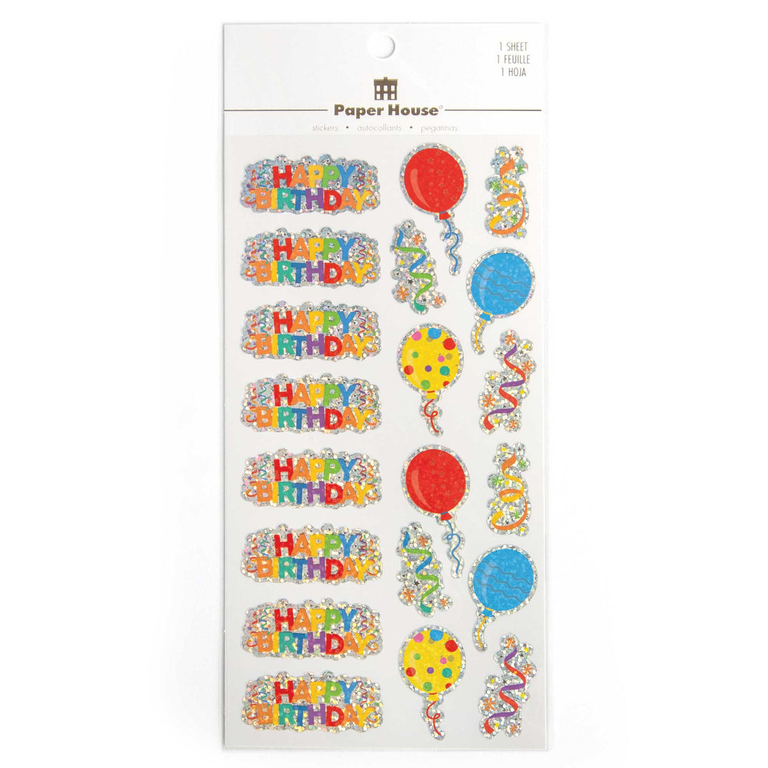 Holographic Foil Stickers - Happy Birthday
