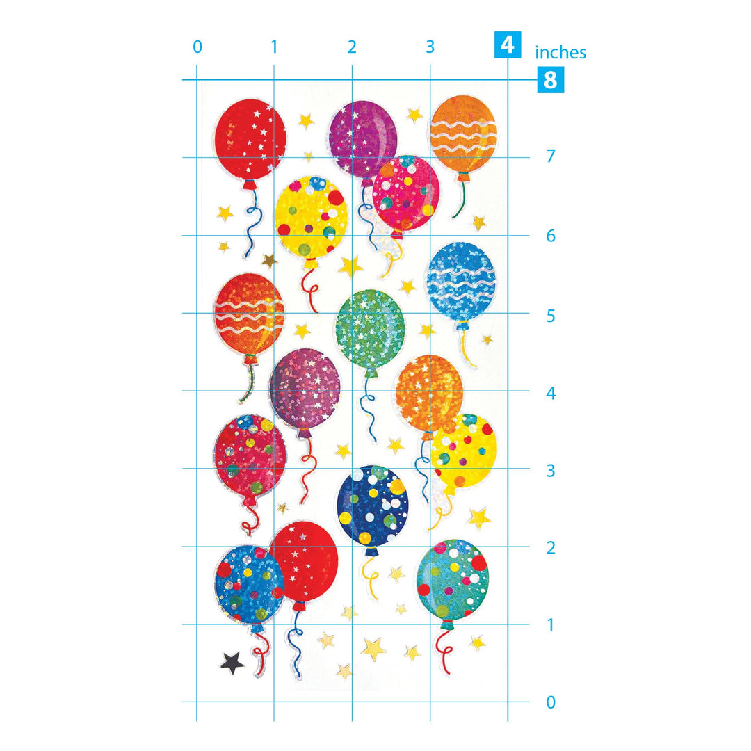 Holographic Foil Stickers - Birthday Balloons