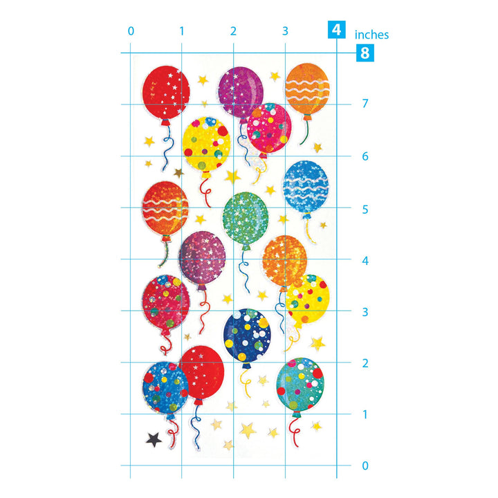 Holographic Foil Stickers - Birthday Balloons