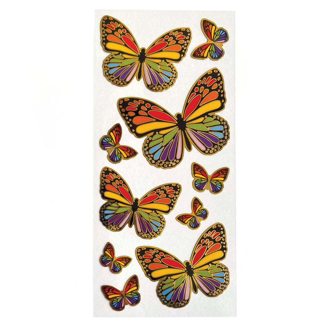 Foil Stickers - Rainbow Butterflies Faux Enamel