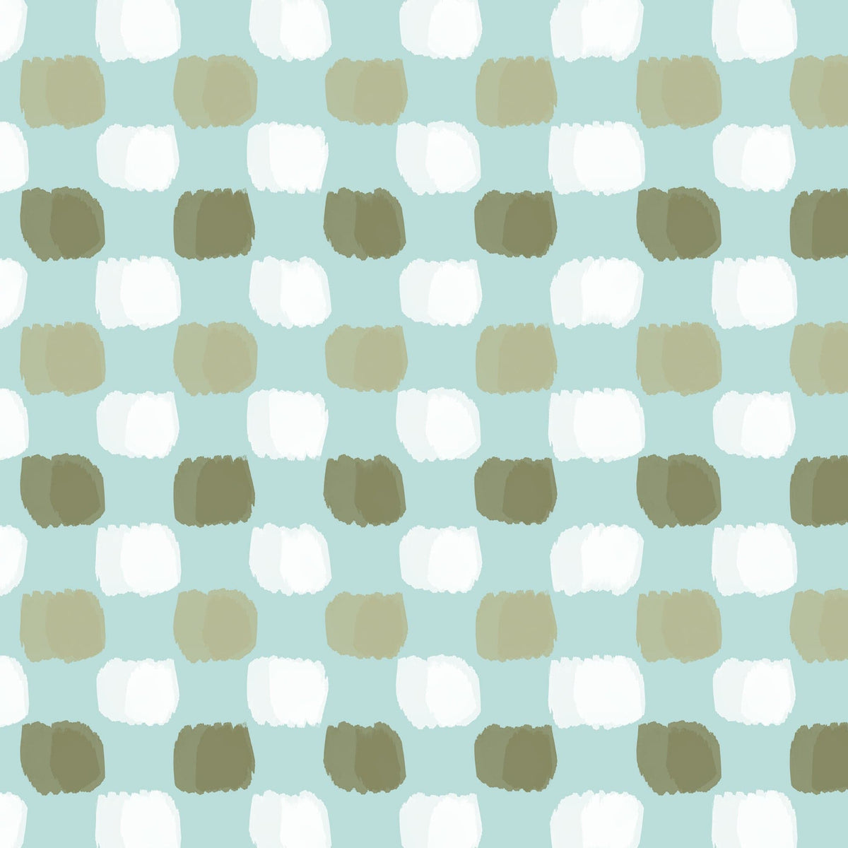 P-2350E - Baby Boy Plaid 12 x12 Paper - Light blue background with alternating rows of white and olive green rounded squares in a checkerboard pattern