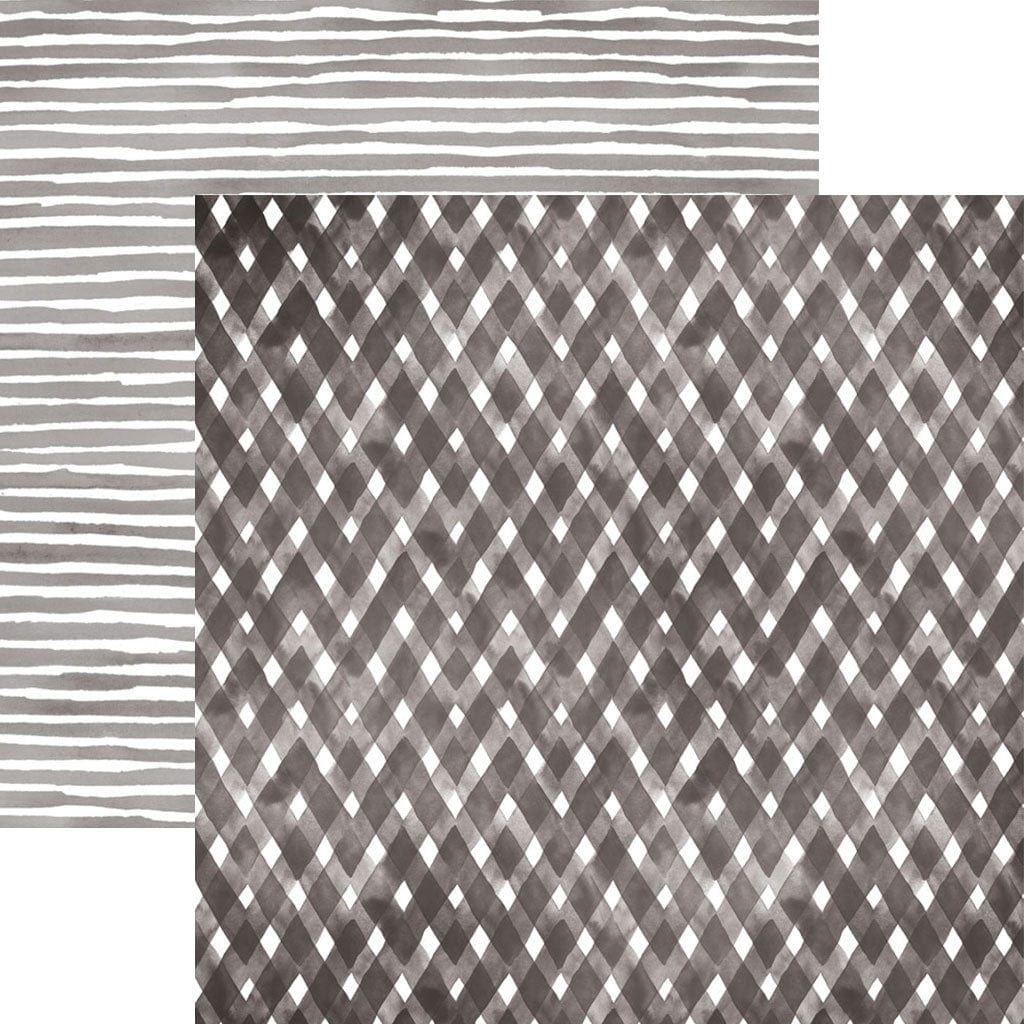SET-0142E - Halloween Crafting Set - Gray and white striped and diamond patterned scrapbook paper sheets displayed overlapping
