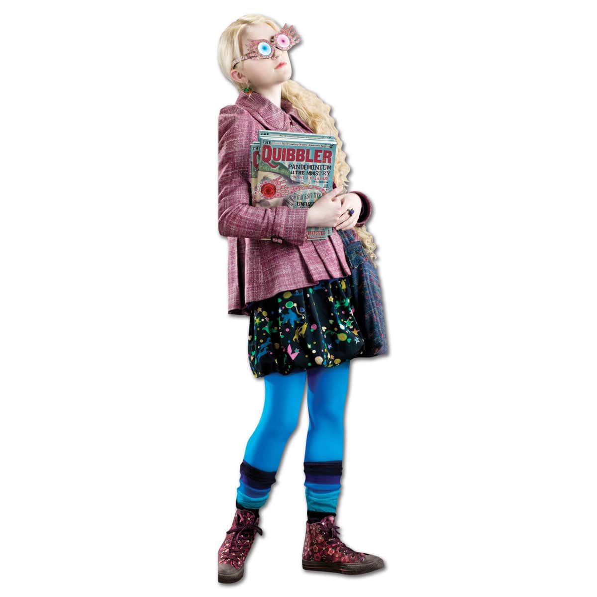 shaped note card featuring image of Luna Lovegood on a white background.