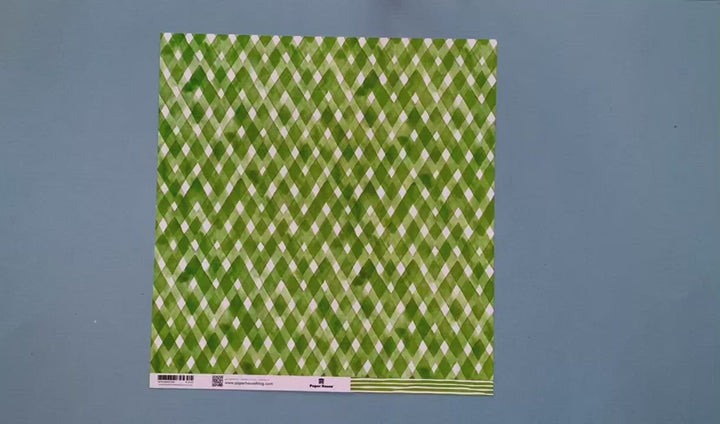 Scrapbook Paper - Green Watercolor Plaid / Stripes