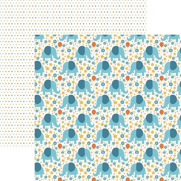 blue elephants double sided paper