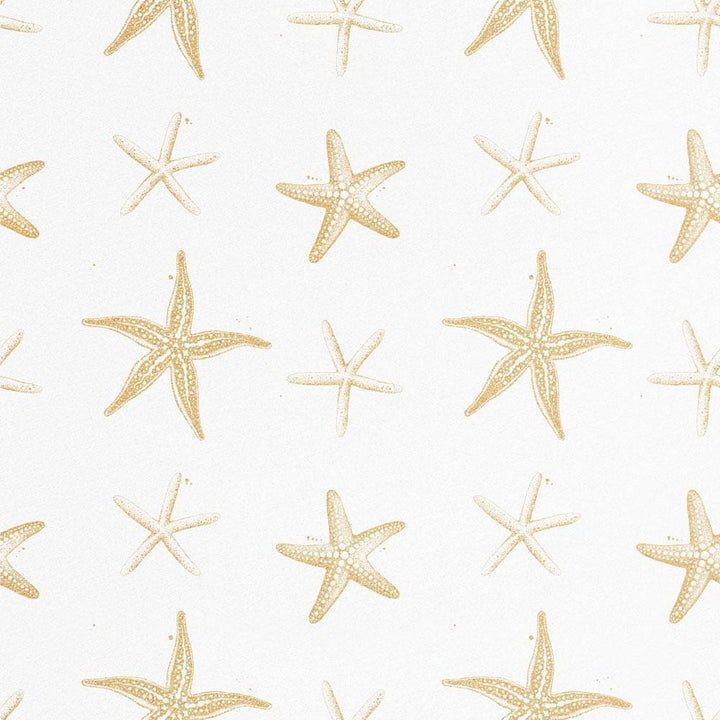P-2173E - Scrapbook Paper - Painted Waves - Beige and cream starfish pattern on white background with repeating nautical design