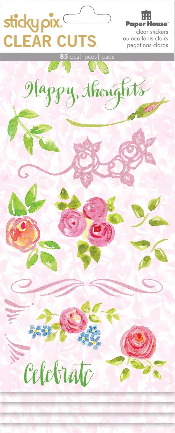 happy thoughts clear stickers