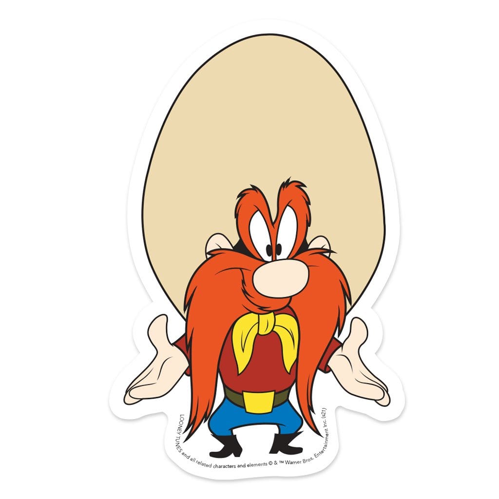 vinyl laptop sticker featuring a diecut Yosemite Sam illustration.